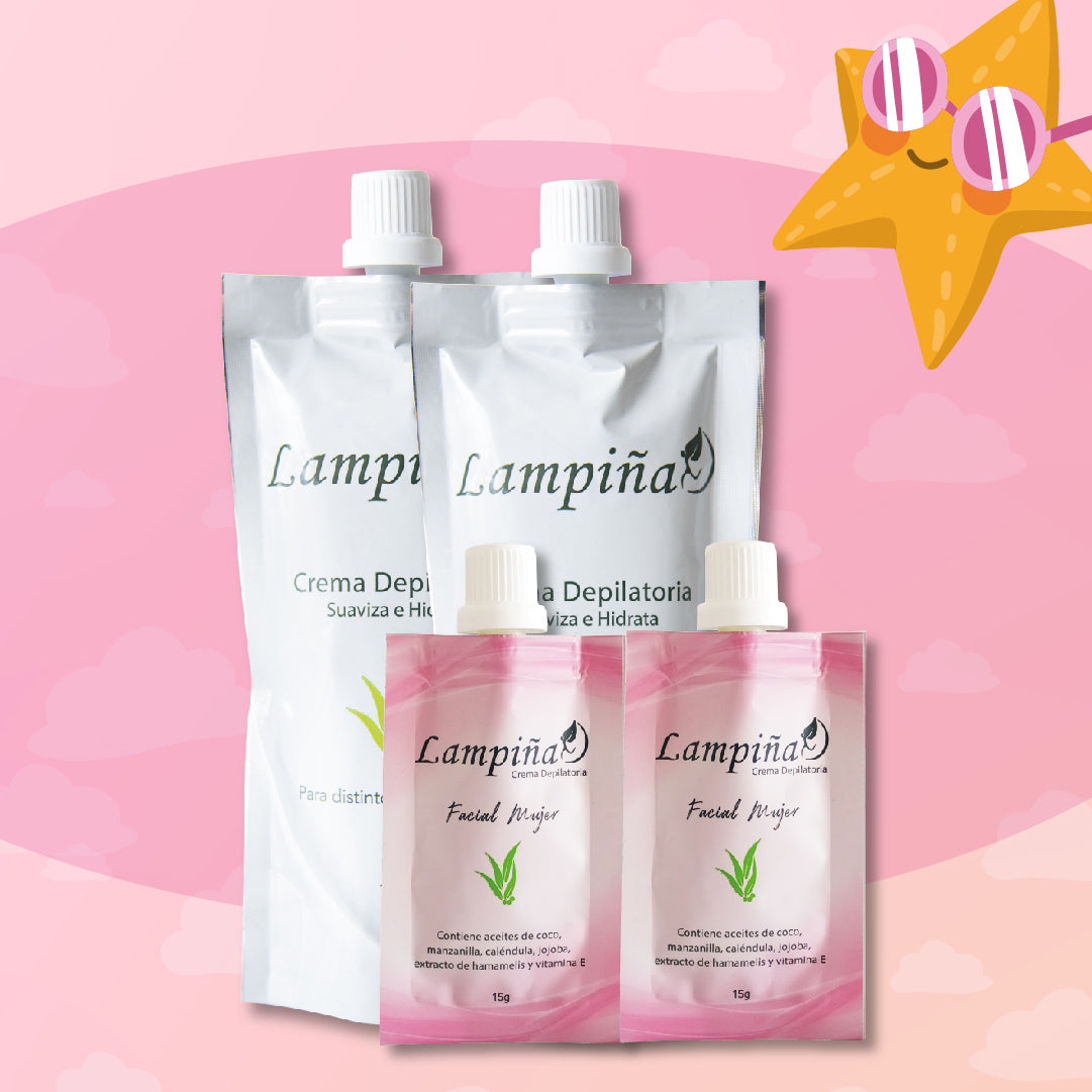 LAMPIÑA CORPORAL + LAMPIÑA FACIAL MUJER 2+2