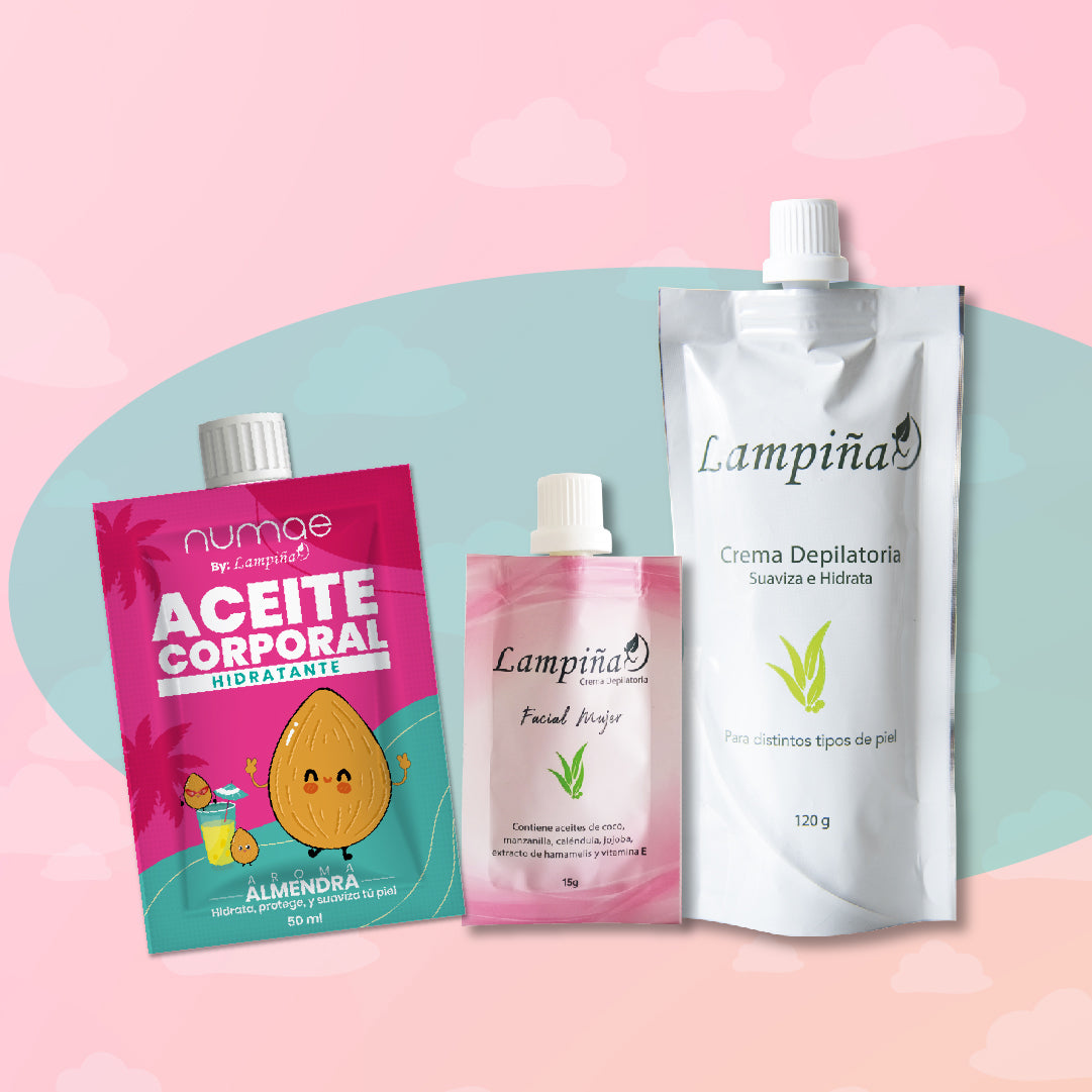 LAMPIÑA CORPORAL + FACIAL + ACEITE CORPORAL