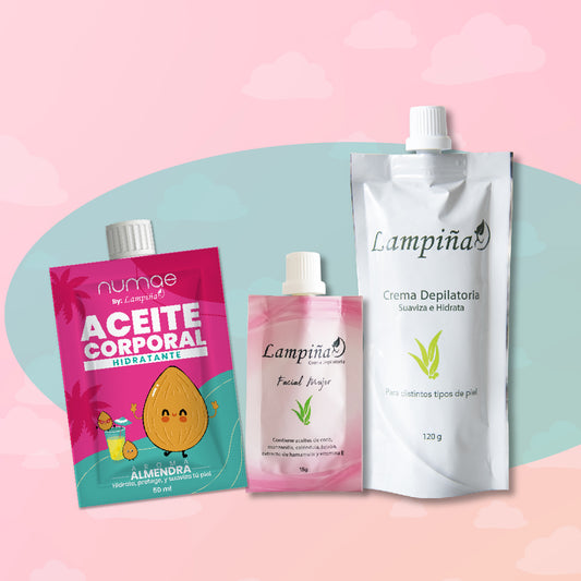 LAMPIÑA CORPORAL + FACIAL + ACEITE CORPORAL
